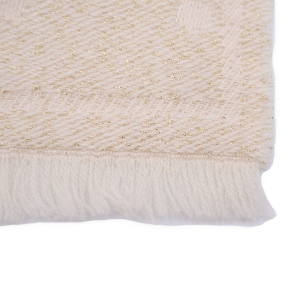 Gucci GG Lame Jacquard Wool Fringe Scarf Ivory — view 5
