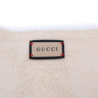 Gucci GG Lame Jacquard Wool Fringe Scarf Ivory — view 6