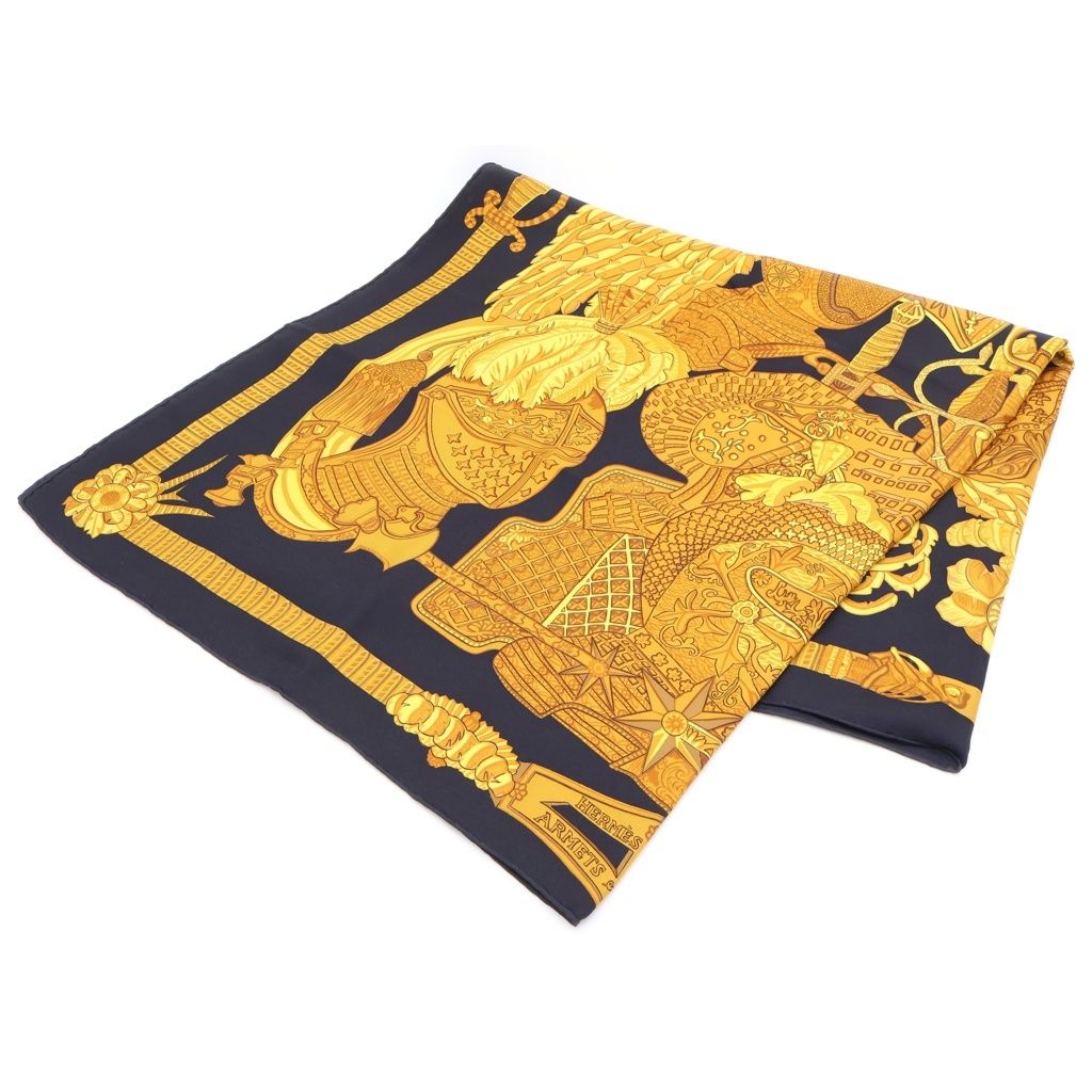 Hermes Silk Scarf All Over Black Yellow