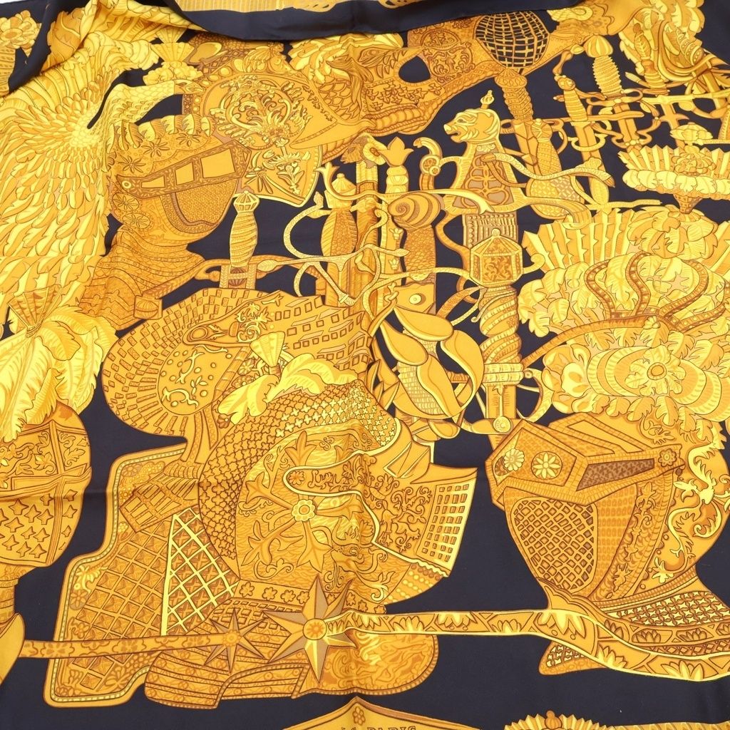 Hermes Silk Scarf All Over Black Yellow — view 3