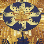 Hermes Carre 90 Proteus Scarf All Over Pattern Yellow Navy — view 7