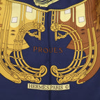 Hermes Carre 90 Proteus Scarf All Over Pattern Yellow Navy — view 3