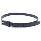 Saint Laurent Paris Square Frame Leather Belt Black Silver
