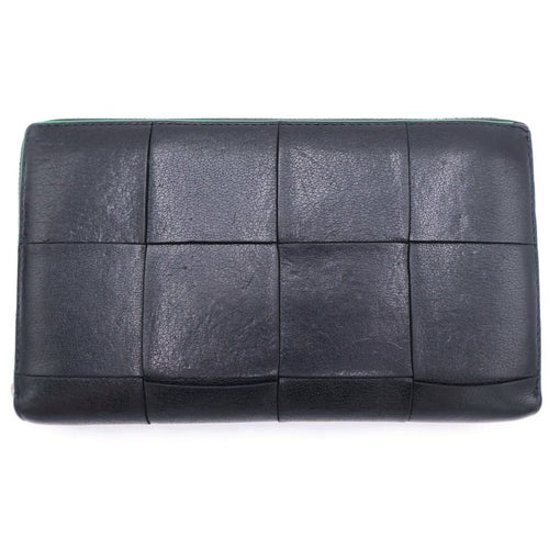 Bottega Veneta Cassette Maxi Intrecciato Leather Zip Around Wallet Black