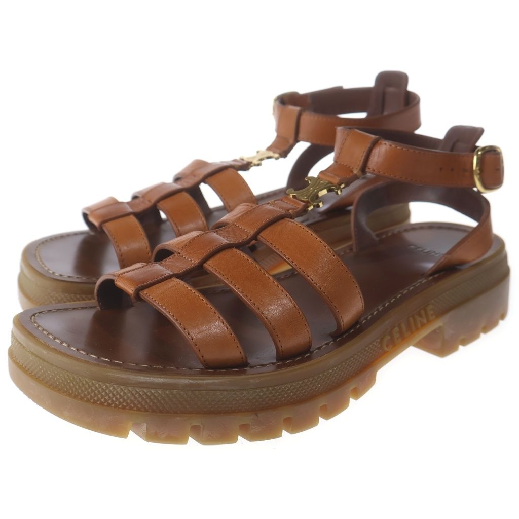 Celine Clair Sandals Brown Tan Calfskin — view 2