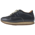 Hermes Quick Logo Leather Lace Up Sneakers Black