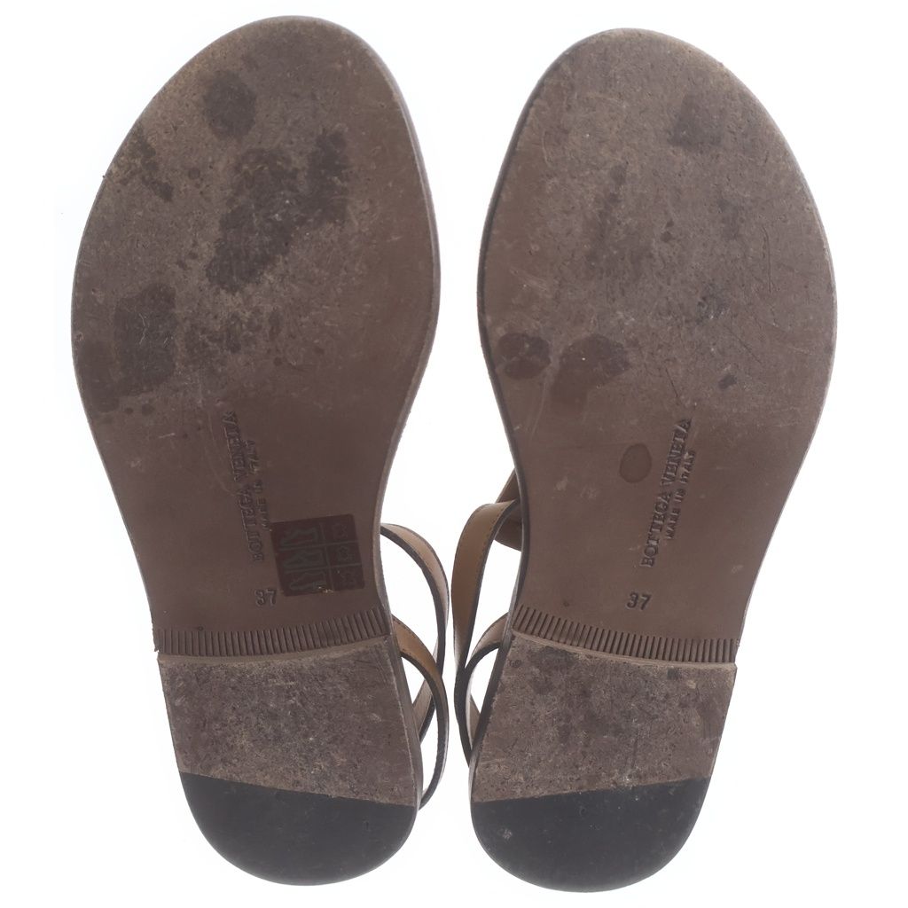 Bottega Veneta Tan Leather Flat Sandals Brown — view 5