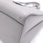 Prada Saffiano Handbag Gray Leather Gold — view 6
