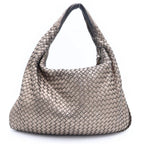 Bottega Veneta Intrecciato Shoulder Bag Tote Metallic Gold Black Leather Silver — view 2