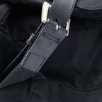 Prada Logo Triangle Plate Tessuto Backpack Black Nylon Silver — view 6