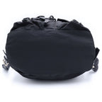 Prada Logo Triangle Plate Tessuto Backpack Black Nylon Silver — view 4