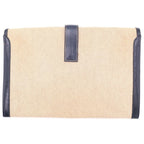 Hermes Jije Clutch Pouch Case Navy Ivory Leather Canvas — view 2