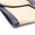 Hermes Jije Clutch Pouch Case Navy Ivory Leather Canvas — view 4