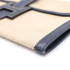 Hermes Jije Clutch Pouch Case Navy Ivory Leather Canvas — view 5