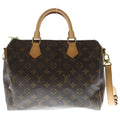 Louis Vuitton Monogram Speedy Bandouliere 30 2-Way Boston Bag Brown Leather Gold