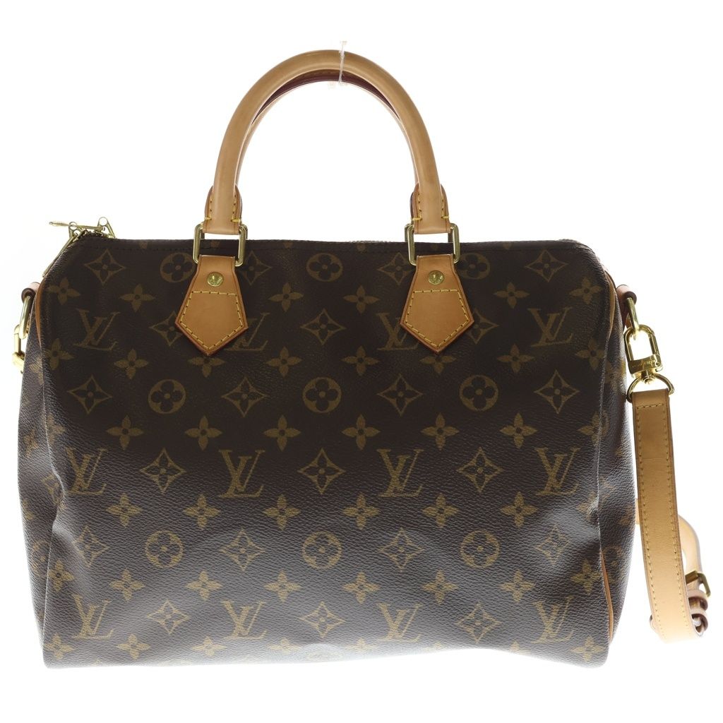 Louis Vuitton Monogram Speedy Bandouliere 30 2-Way Boston Bag Brown Leather Gold