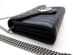 Gucci GG Marmont Chain Shoulder 2-Way Clutch Wallet Black Leather — view 3