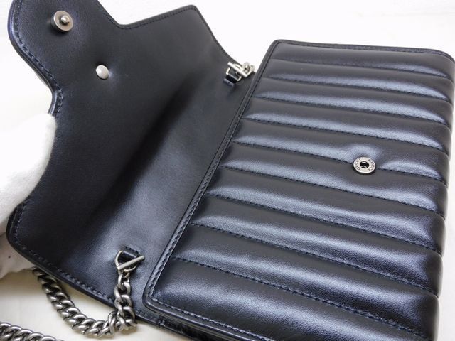 Gucci GG Marmont Chain Shoulder 2-Way Clutch Wallet Black Leather — view 4