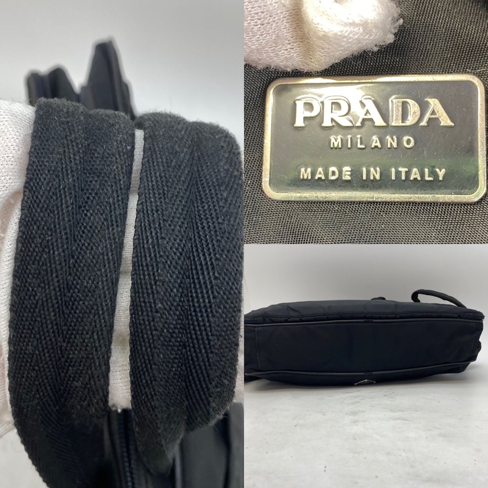 Prada Triangle Logo Shoulder Bag Nylon Black Travel Business — view 4