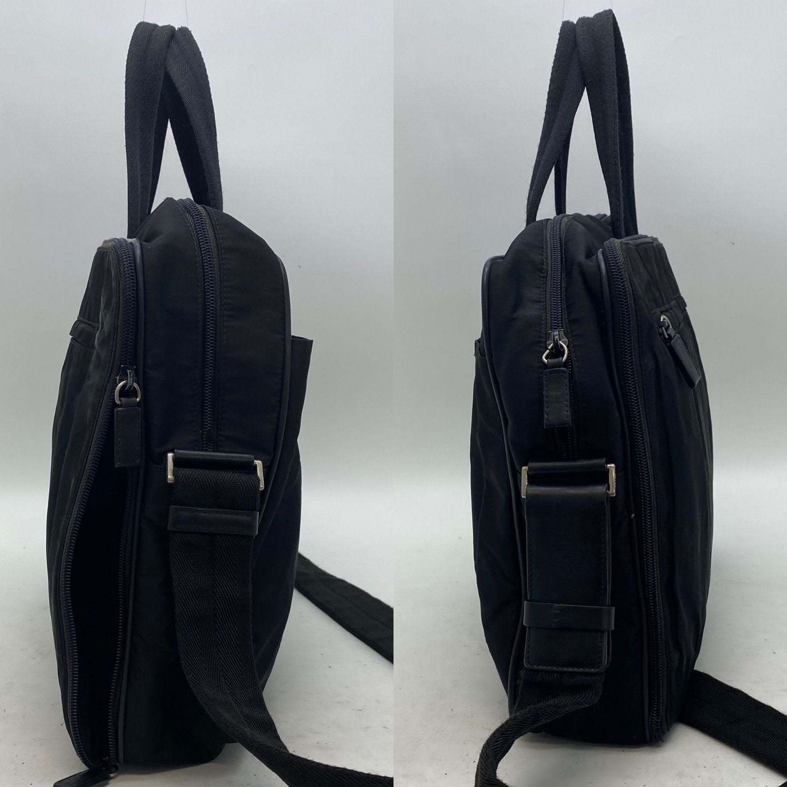 Prada Triangle Logo Shoulder Bag Nylon Black Travel Business — view 5