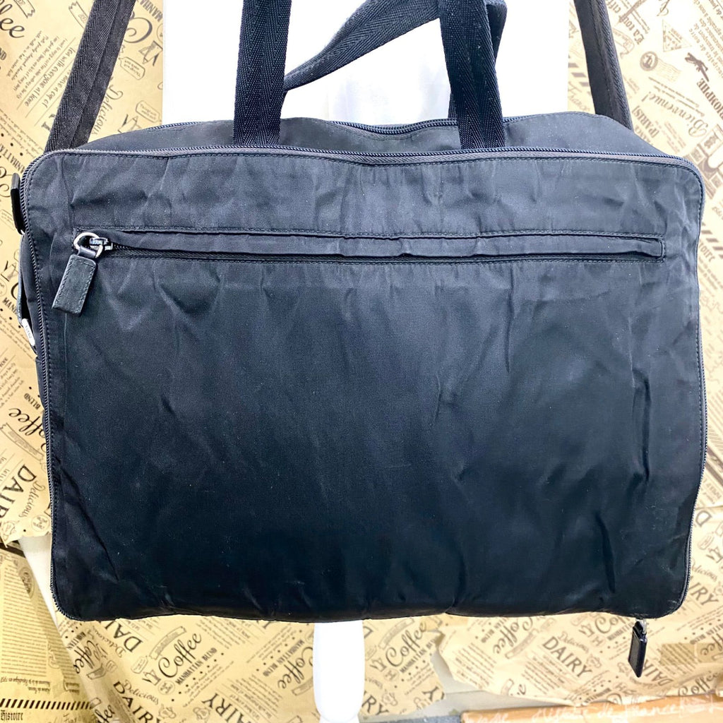 Prada Triangle Logo Shoulder Bag Nylon Black Travel Business