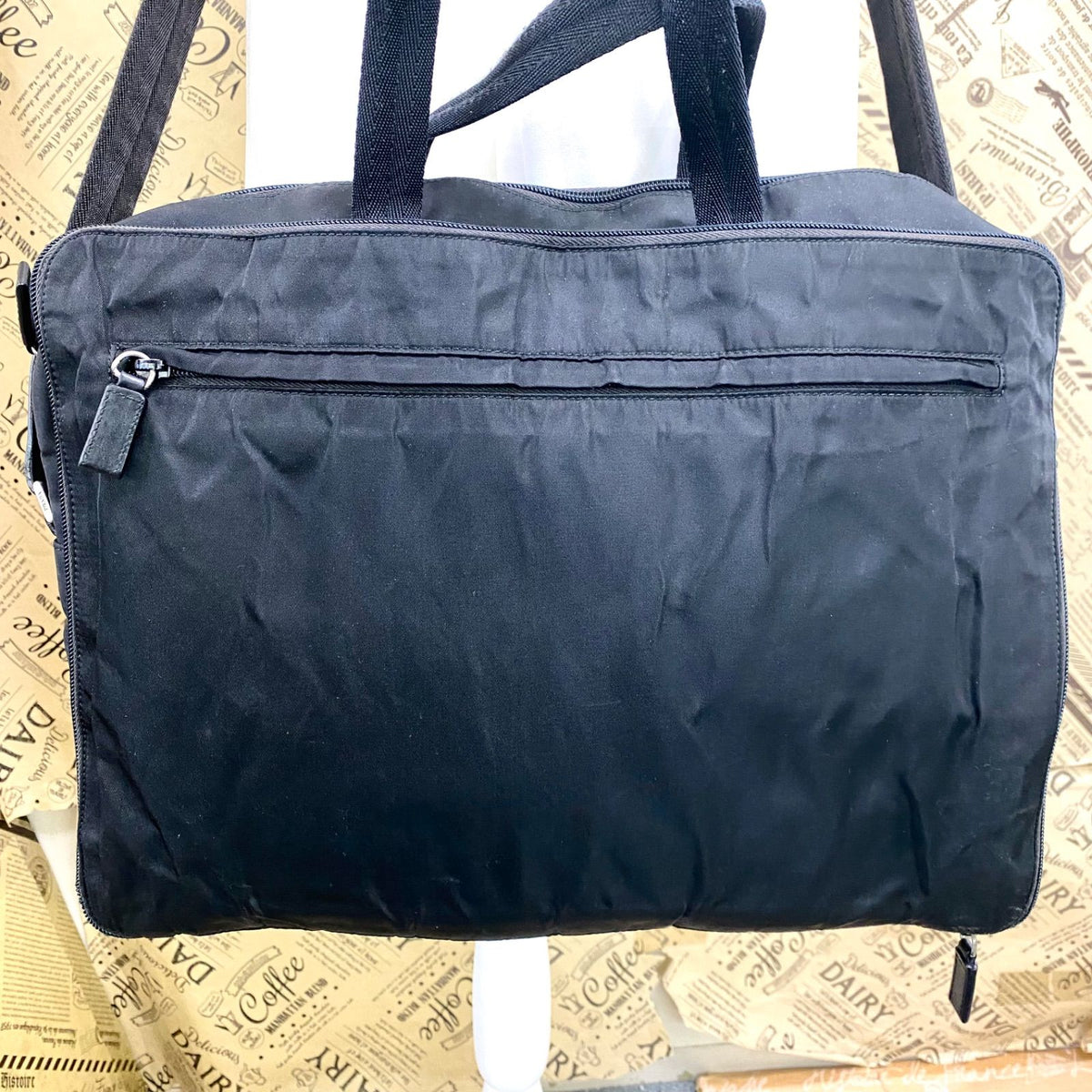 Prada Triangle Logo Shoulder Bag Nylon Black Travel Business