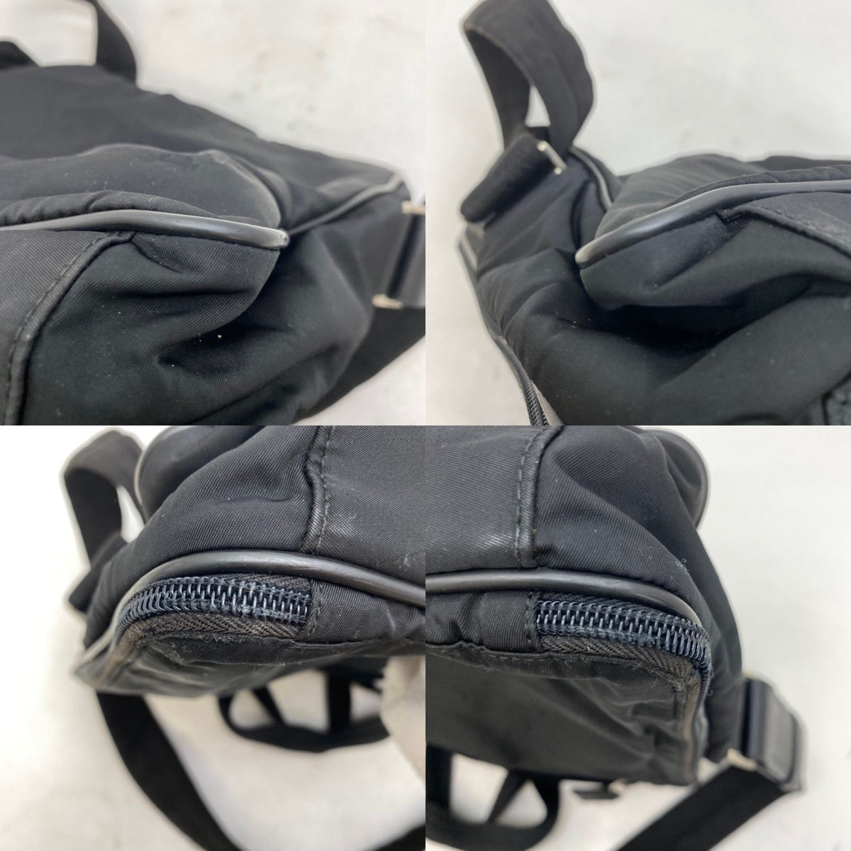 Prada Triangle Logo Shoulder Bag Nylon Black Travel Business — view 6