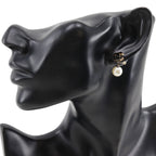 Chanel CC Logo Gold Plated Faux Pearl Black Earrings — view 2