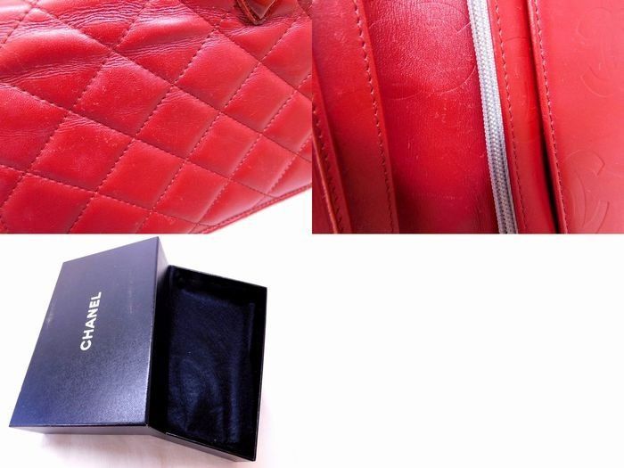 Chanel Cambon Line Wallet Lambskin Red Quilted CC Logo Bifold — view 4
