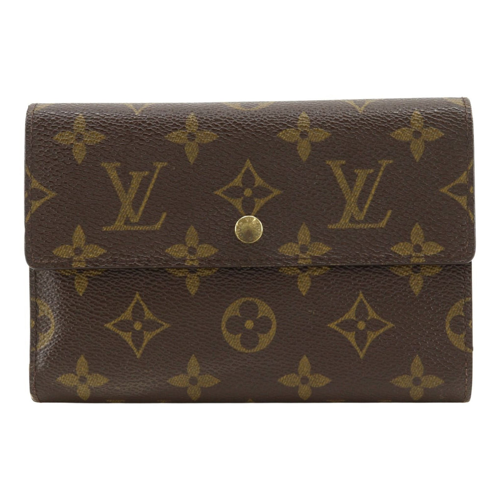 Louis Vuitton Porte Tresor Etuis Papier Monogram Canvas Brown Trifold Wallet