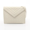 Saint Laurent Eve Sanro Run Shoulder Bag White Leather