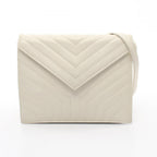 Saint Laurent Eve Sanro Run Shoulder Bag White Leather