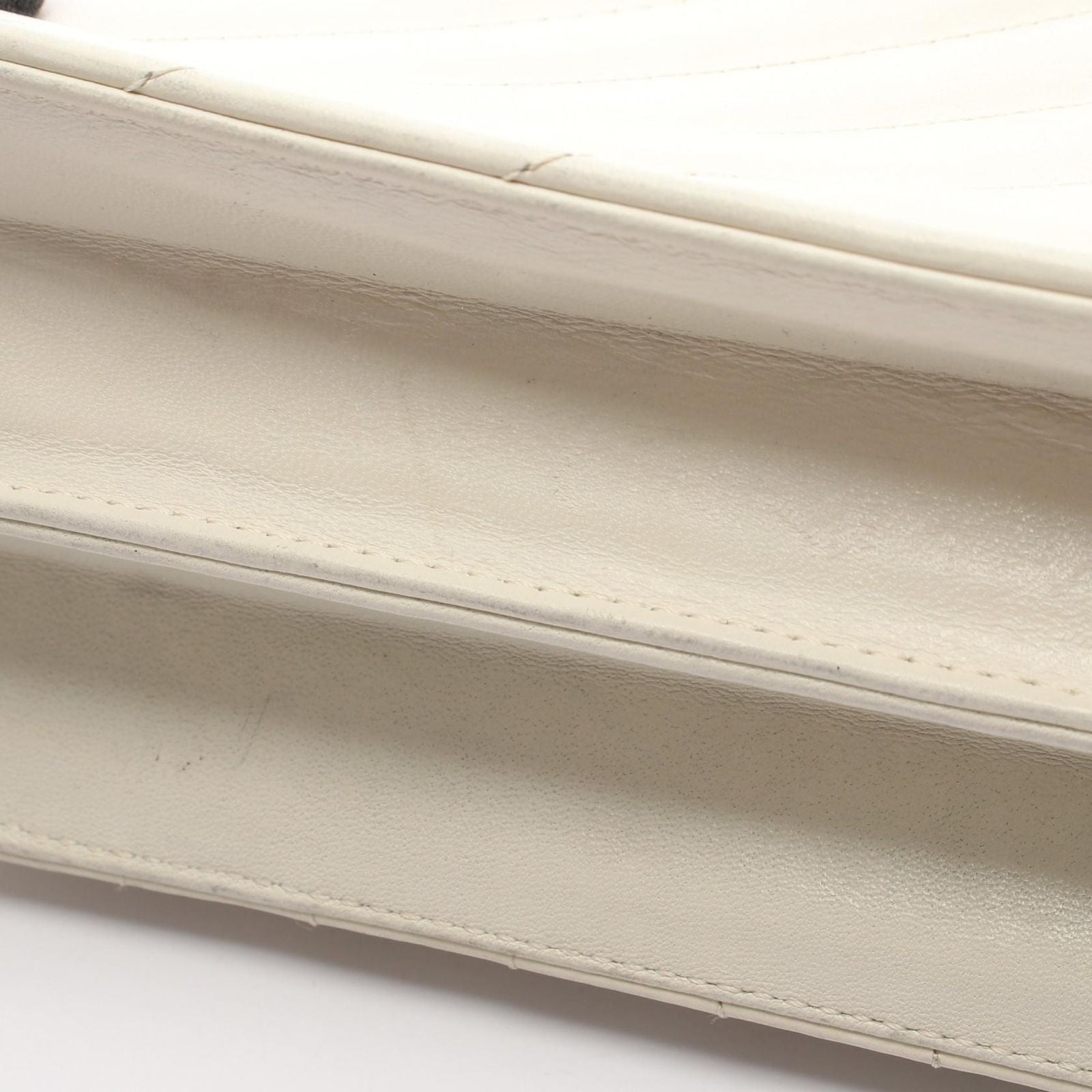 Saint Laurent Eve Sanro Run Shoulder Bag White Leather — view 9