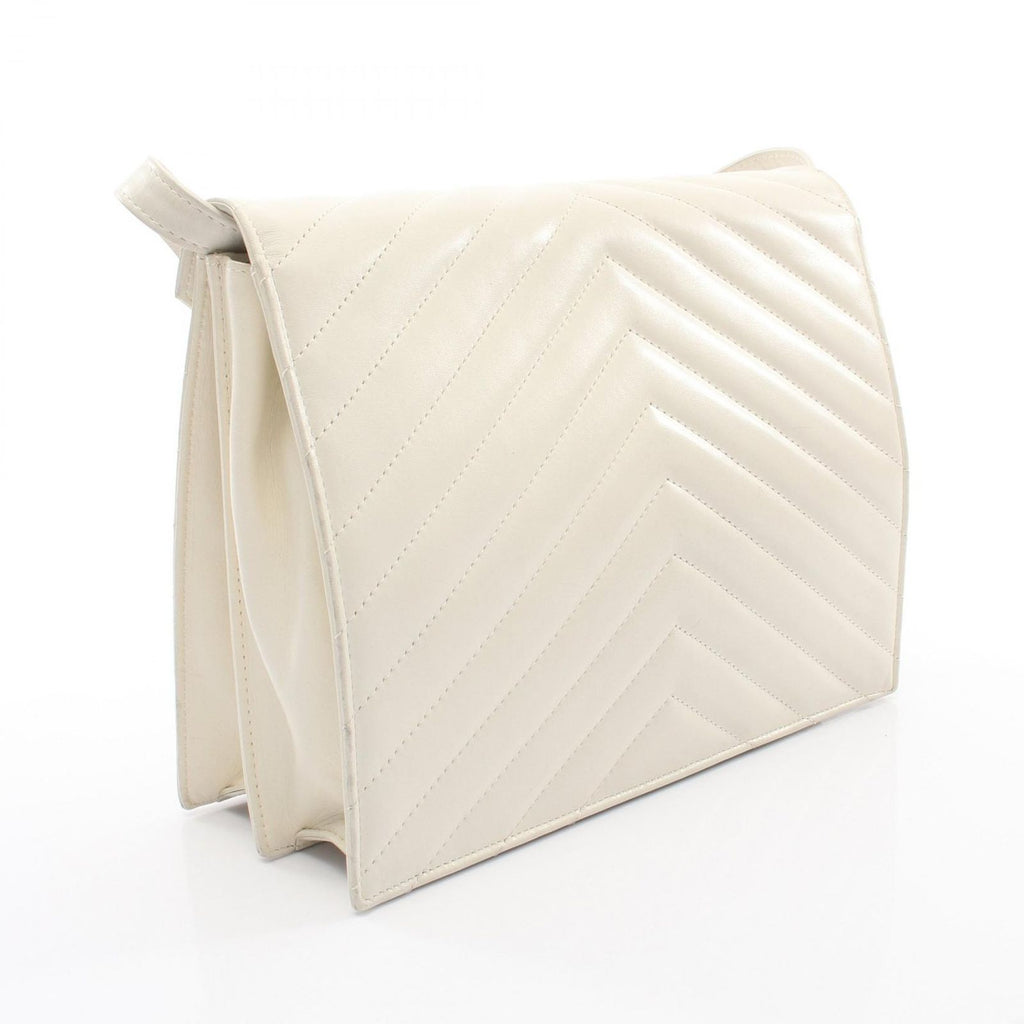 Saint Laurent Eve Sanro Run Shoulder Bag White Leather — view 2