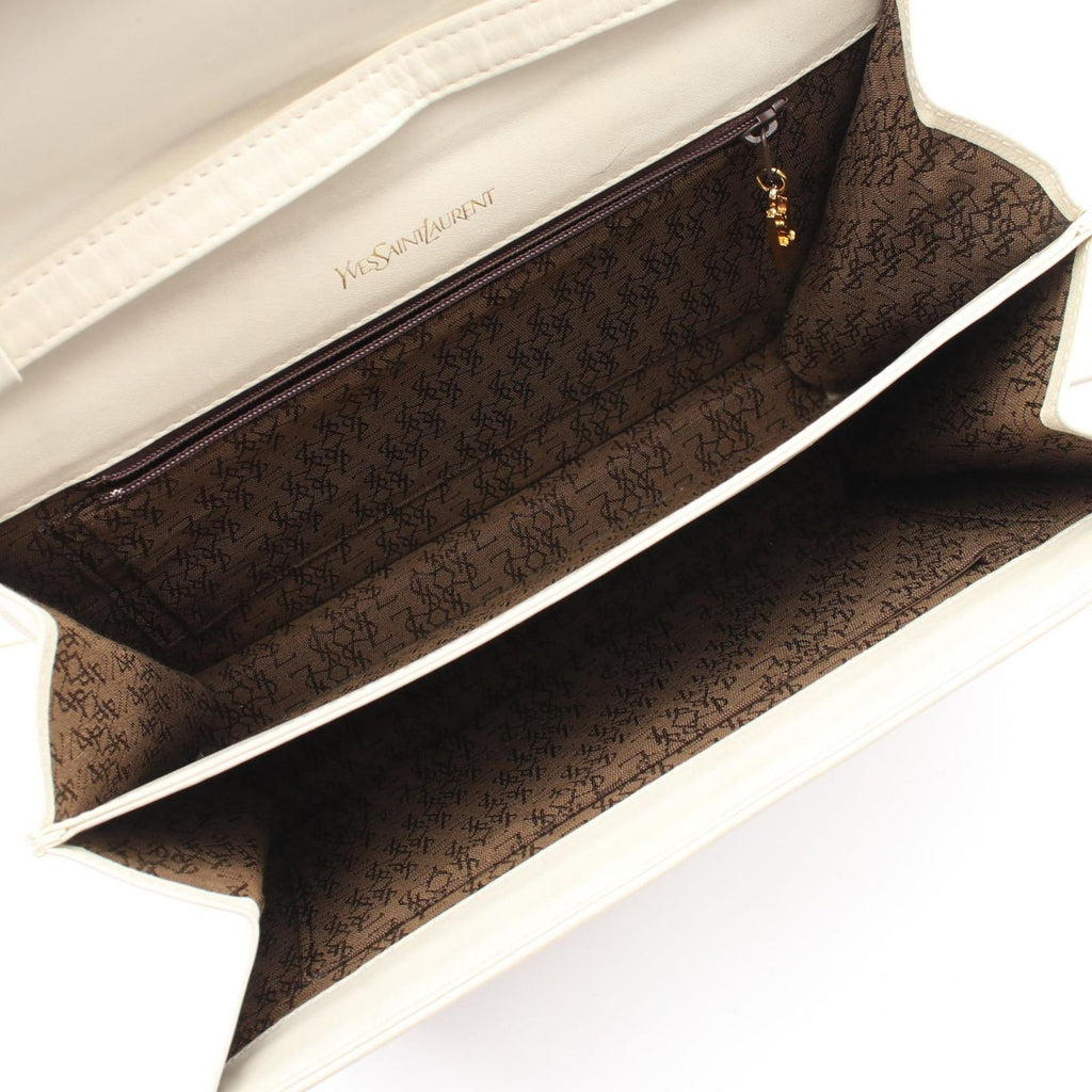 Saint Laurent Eve Sanro Run Shoulder Bag White Leather — view 3