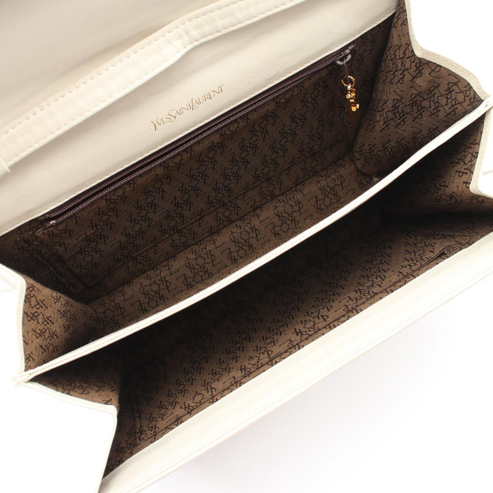 Saint Laurent Eve Sanro Run Shoulder Bag White Leather — view 3