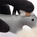 Hermes Charm Buddycharm Gris Perle Black Shearling Buddy Keychain — view 3