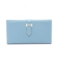 Hermes Bi Foldlong Wallet Bearn Dupri Blue Leather