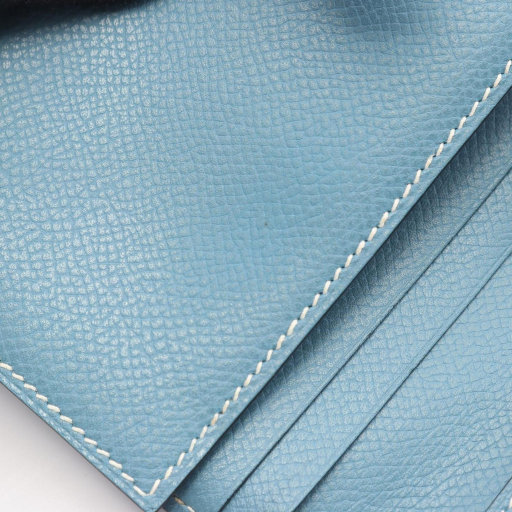 Hermes Bi Foldlong Wallet Bearn Dupri Blue Leather — view 8
