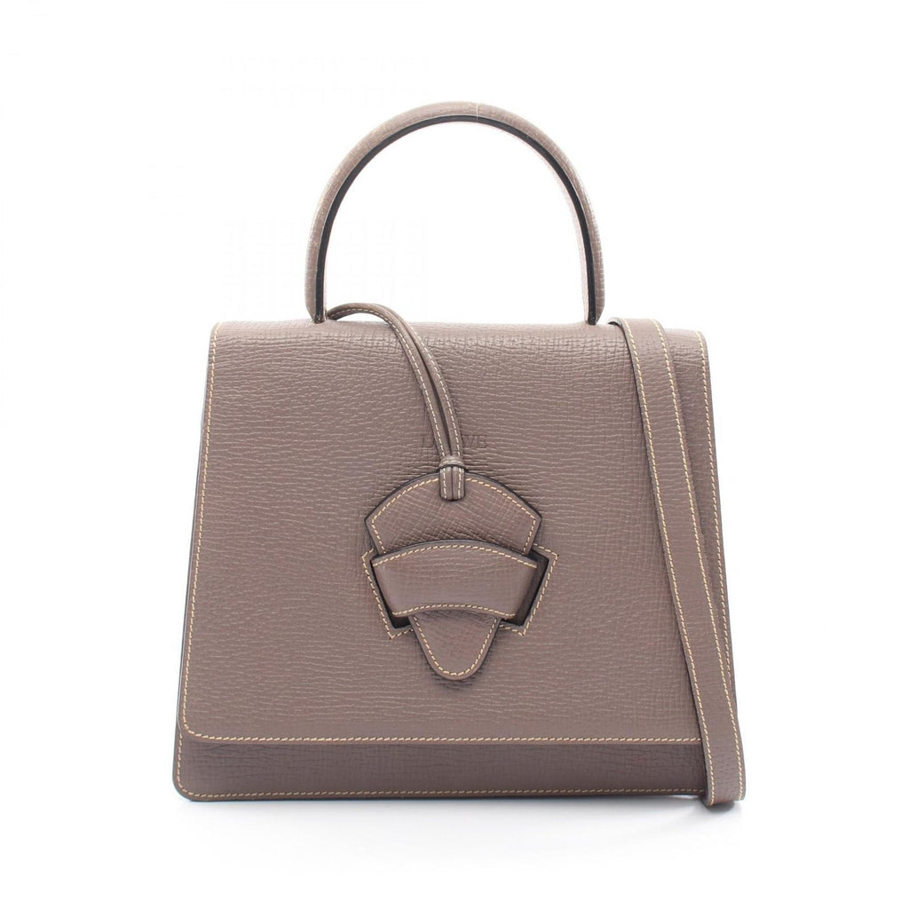 Loewe Handbag Gray Ju Leather Barcelona 2-Way Shoulder