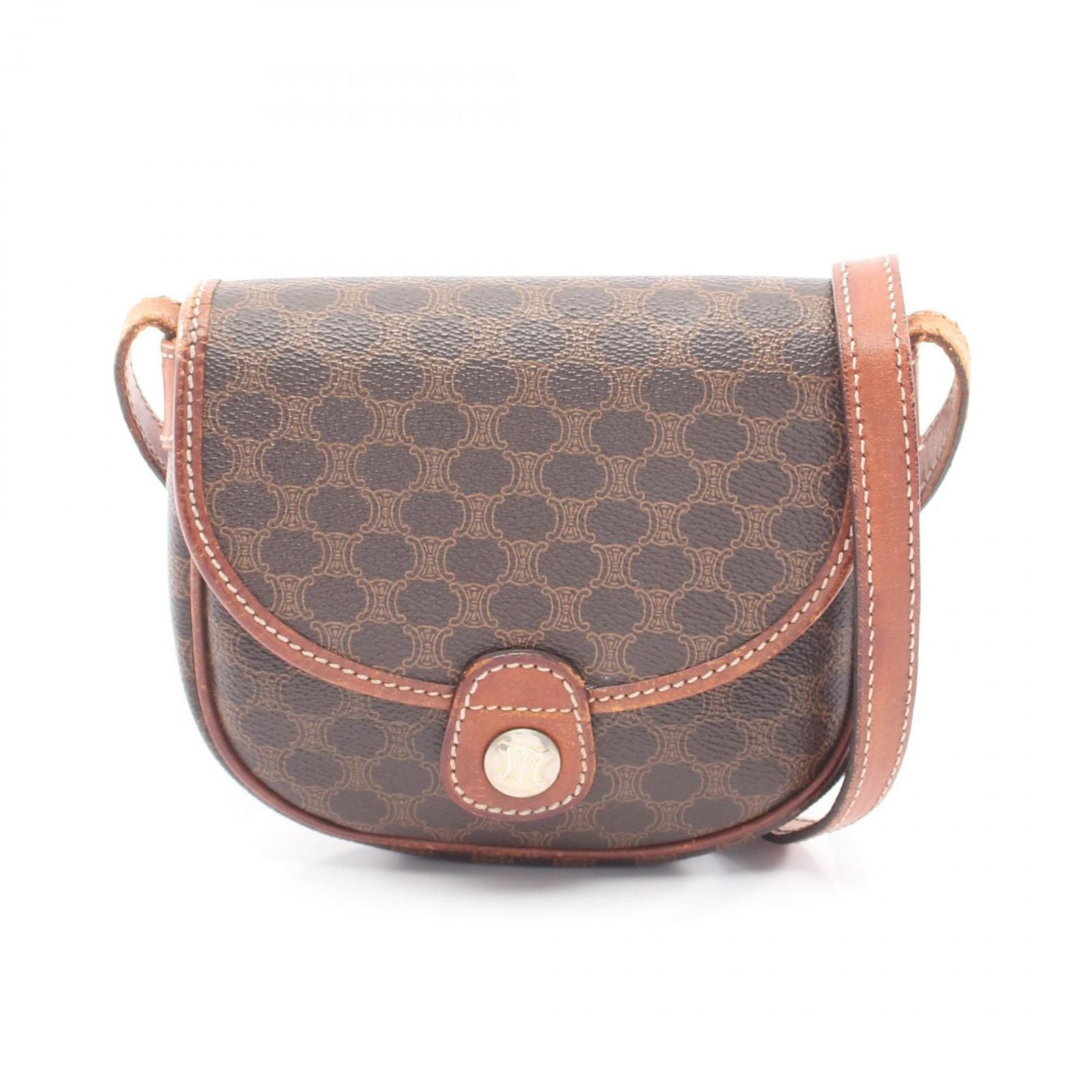 Celine Shoulder Bag Macadam brown Leather Minishoulder