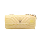 Chanel Shoulder Bag Stitch Yellow Patent Leather Chain