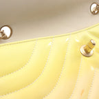 Chanel Shoulder Bag Stitch Yellow Patent Leather Chain — view 6