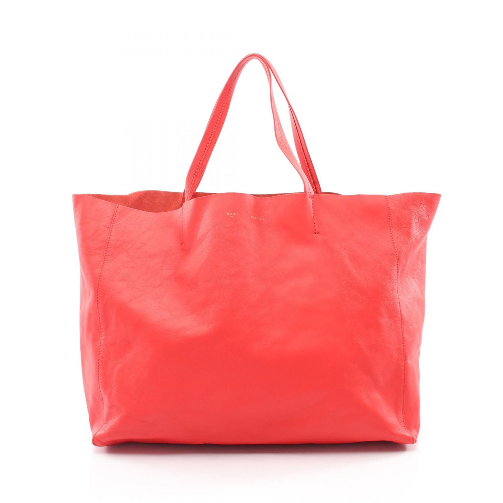 Celine Tote Horizontal Cabas Hippopotamus Red Leather