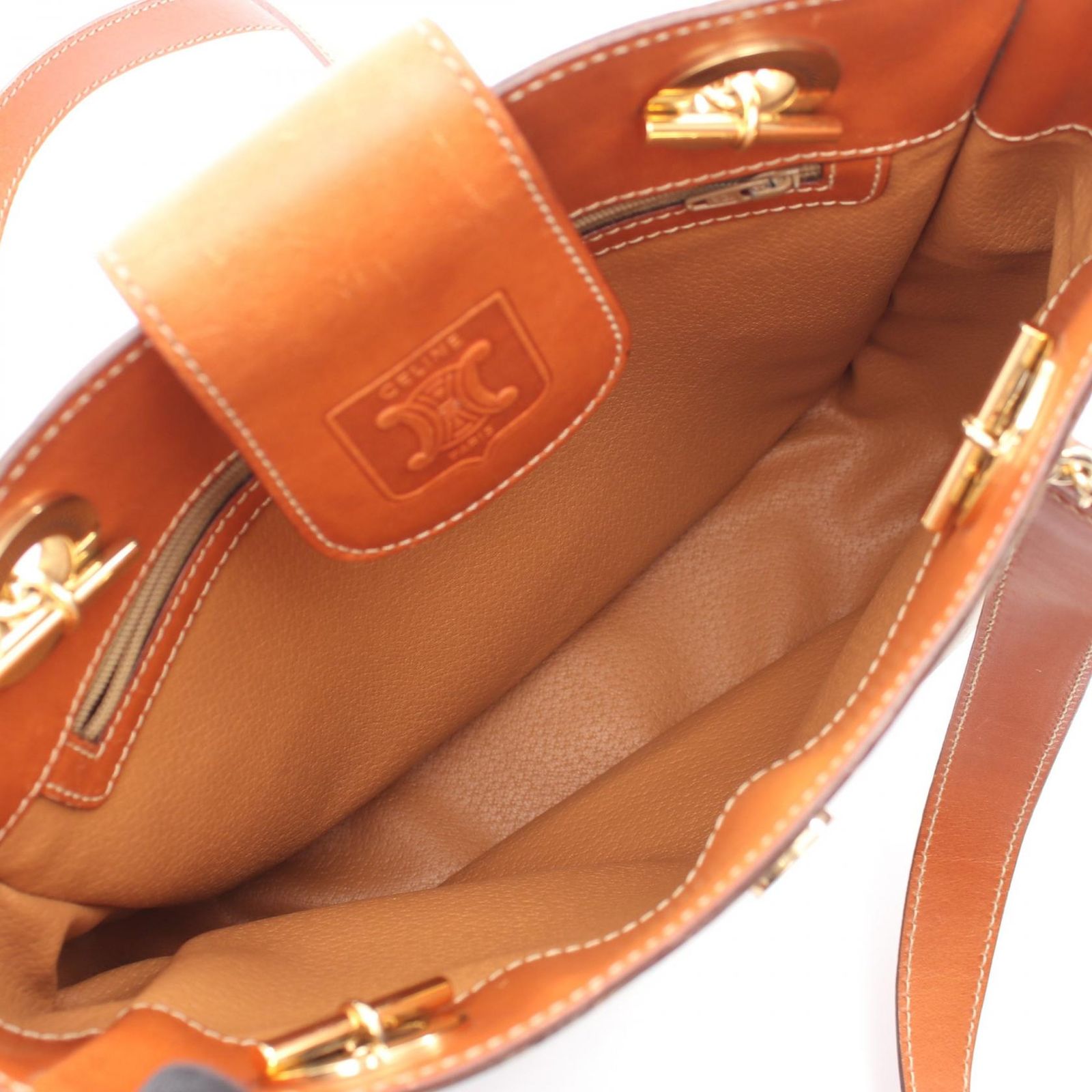 Celine Tote Triomphe Beige Brown Leather Macadam — view 3