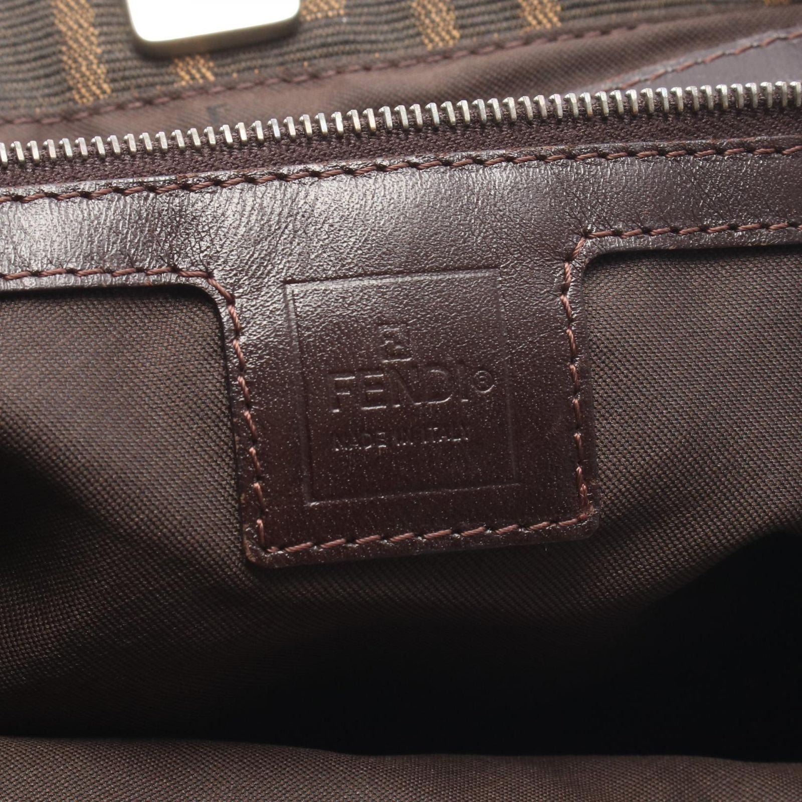 Fendi Tote Zucca Black Brown Canvas Leather Handbag — view 4