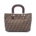 Fendi Tote Zucca Black Brown Canvas Leather Handbag