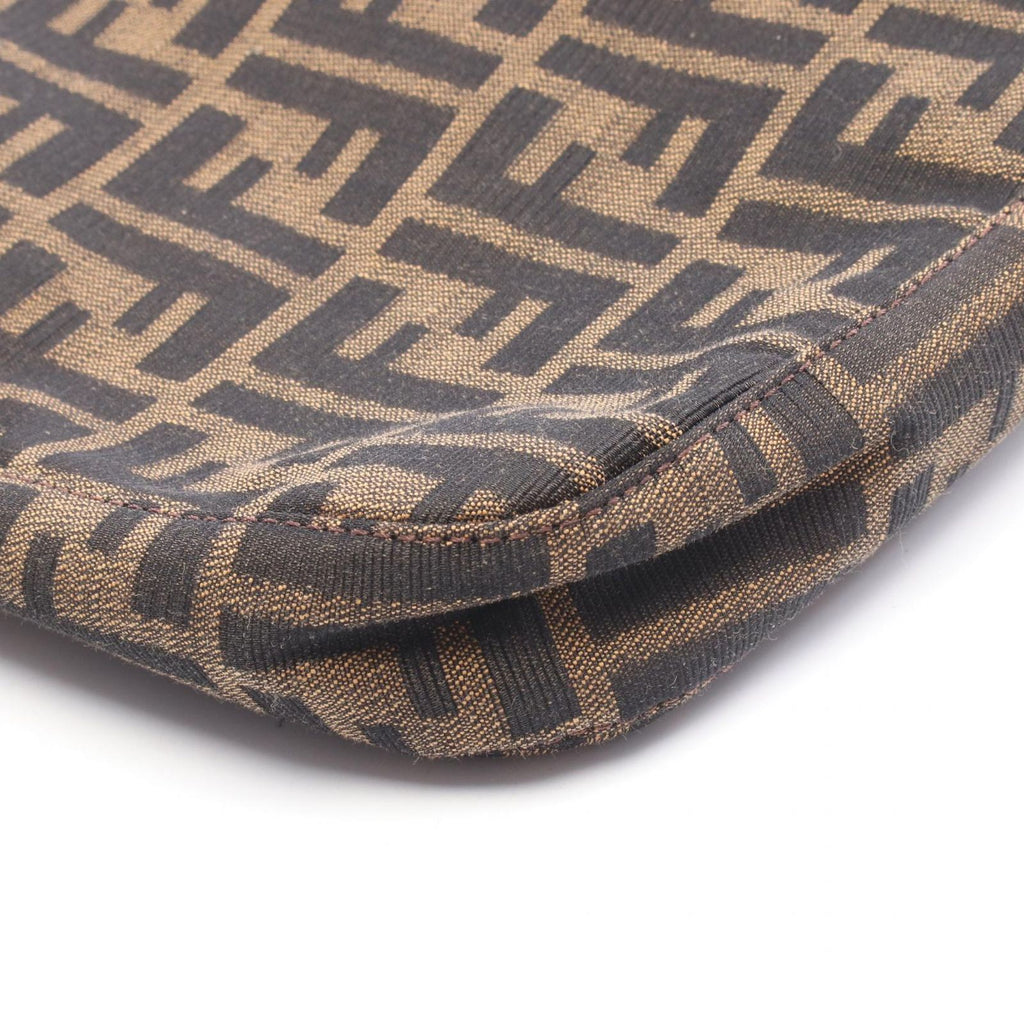 Fendi Shoulder Bag Zucca Black Brown Canvas Leather — view 6