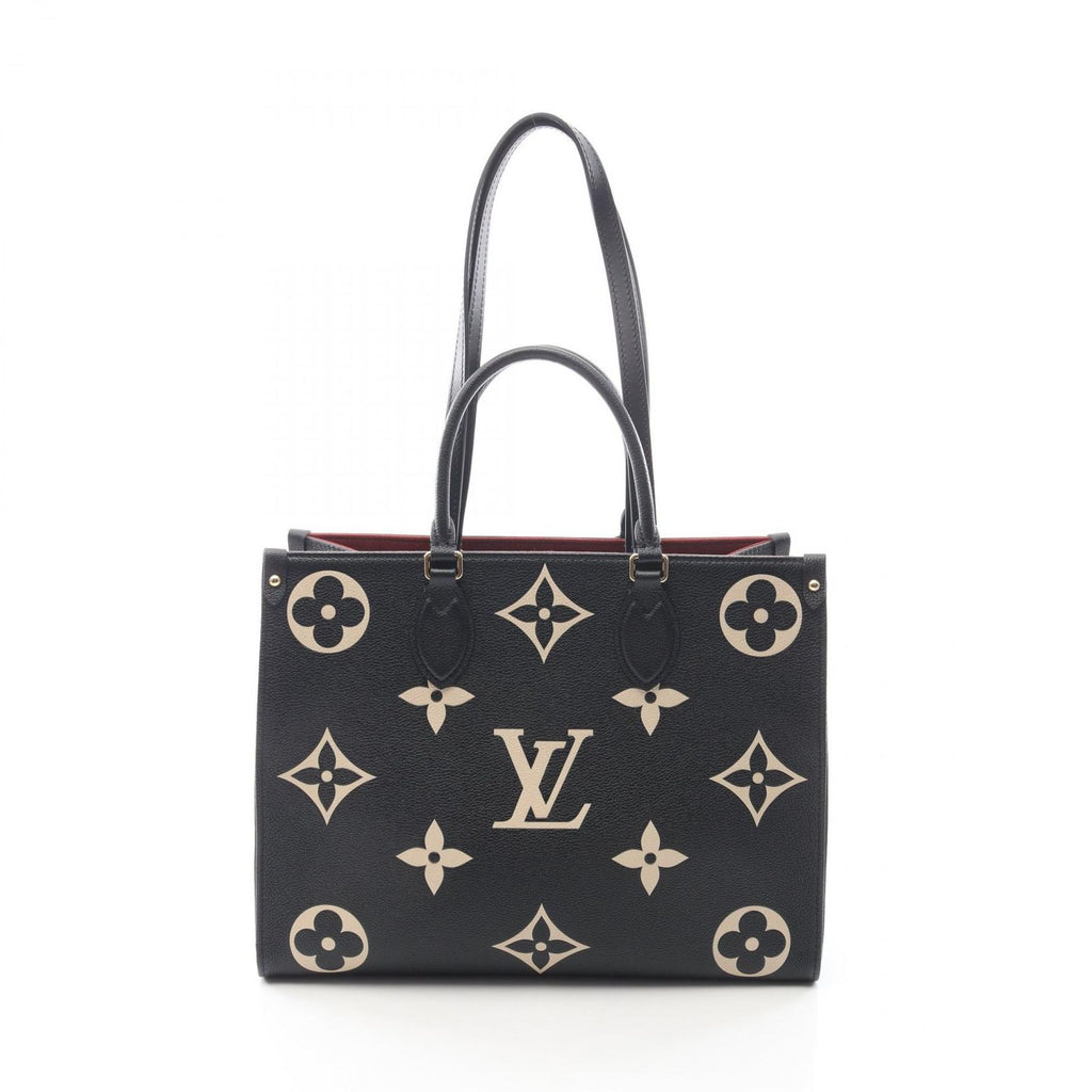 Louis Vuitton Tote On The Go Black Beige Leather