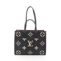 Louis Vuitton Tote On The Go Black Beige Leather
